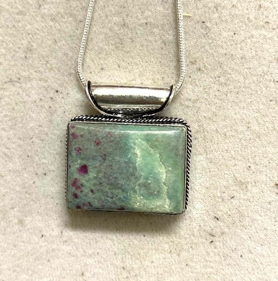 Ruby Fuchsite 1.7" Pendant and chain