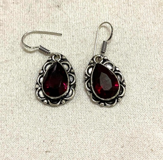 Garnet 1.5" hook Earrings