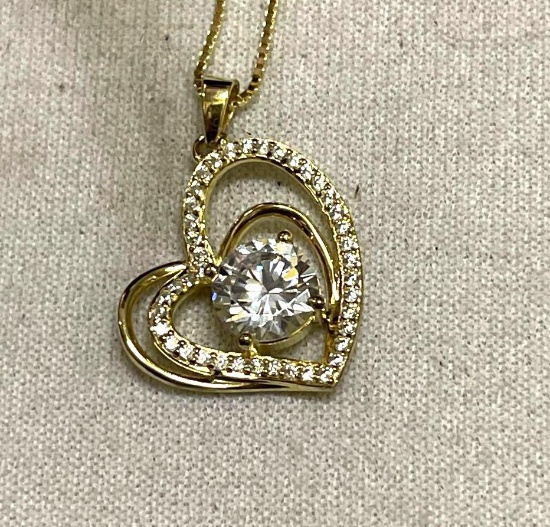 CZ Heart Pendant and Chain