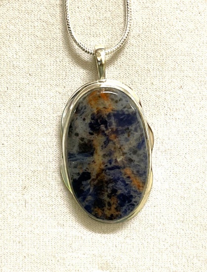Sodalite (Navy) 2.4" Pendant and chain