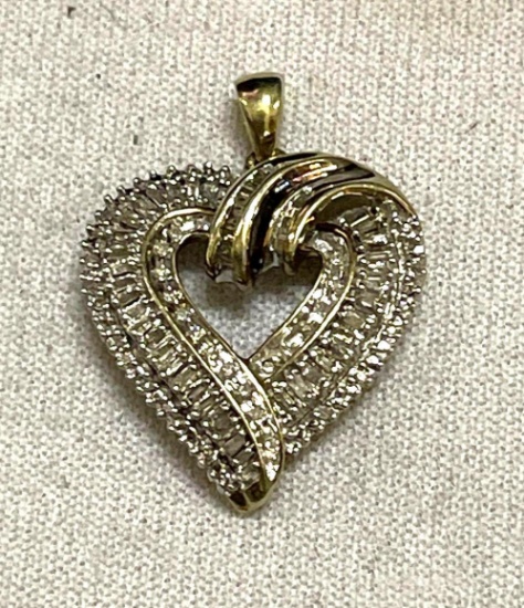 Sterling Silver Diamond Heart Pendant