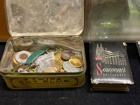 Vintage Tobacco Tin Full of Collectibles