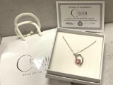 Swarovski Crystal Heart with Spinning Pink CZ Necklace with COA