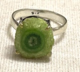Lime Green Solar Quartz Ring Size 9.5