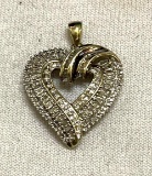 Sterling Silver Diamond Heart Pendant