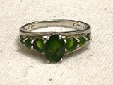 Sterling Silver Ring with Green Stones
