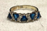 Sterling Silver Ring with Blue Stones