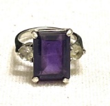 Sterling Silver Ring with Purple Stone