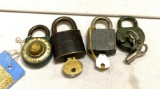 4 Vintage Locks with keys