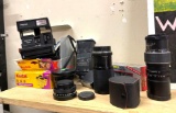 Vintage Polaroid Camera, Lens and Accessories