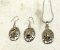 Dalmation Jasper Pendant and Chain and Hook Earrings