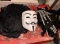 Guy Fawkes Costume, Xl shirt, pants, 2 capes, Belt with 6 Daggers, Mask