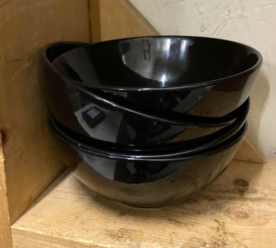 4 Black Ikea 6" Cereal Bowls