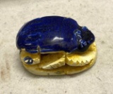 Egyptian Scarb Beetle with Blue Faience - Quartz Ceramic Material