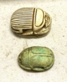 Old Large and Small Egyptian Scarab Beetle Symbol of the Sun God