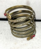 Norse Nordic Torc Bracelet Brass with Red Stones
