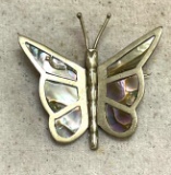 Sterling Silver and Abalone Butterfly Pin