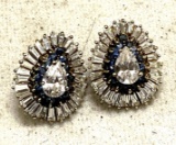 Sterling Blue and White Sapphire Earrings