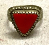 Old Medieval Ring Red Stone about size 8