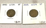2 Indian Head VF Coins