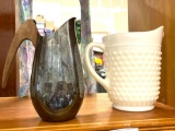 Milk Glass Pitcher and Silver Plate Pitcher