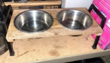Dog Food dish and Water bowls with holder