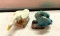 Two Antique Chinese Duck Figure - 1 Turquoise Blue the Other White with Yellow Beak- 1950's