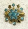 Blue Rhinestone Brooch