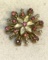 Vintage Pink and White Gold Color Flower Rhinestone Brooch