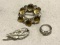 2 Sterling silver Brooches and Sterling Silver Ring