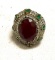 Turkish Cocktail Ring In sterling Silver and Bronze - Stones- Ruby, White Topaz, Emerald Size 9