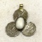 Scandinavian 3 Lobe Coin Pendant w/ white Gemstone