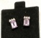 Sterling Silver Earrings w/ cz's and Emerald Cut Amethysts- No Earring backs