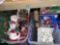2 Bins of Christmas deco- Snowman, Ornaments, Christmas Bank, clock, Lights, etc