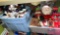 2 Bins of Christmas Deco- Ornaments, Santa's, Budweiser Mugs etc