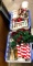 2 Bins of Christmas Deco- Outdoor Lights, Garland, Snowmen, Ornaments etc