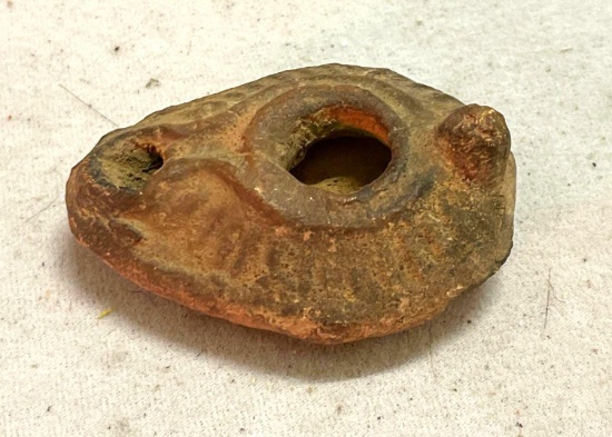 Potter Oil Lamp from the Holy Lands- Age is About the time of Jesus His Hebrew Name is Yeshua