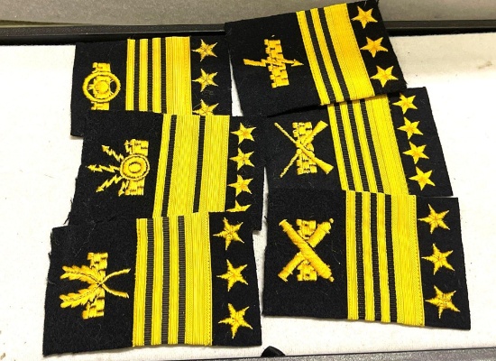 6 Military Patches Vintage Crossed Canons, Rifles, Lightening etc