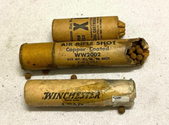 Three Winchester Contains of lead and Steel Air Rifle Shot- Late 19th Cent