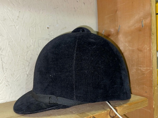 Vintage Velvet English Fox Hunting Hat Made by Cliff Barns by Early 20th Century