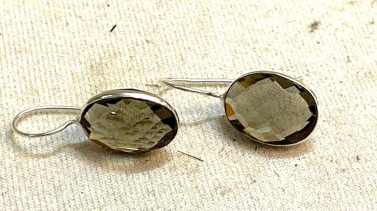 Smoky Topaz 1.2" Hook Earrings