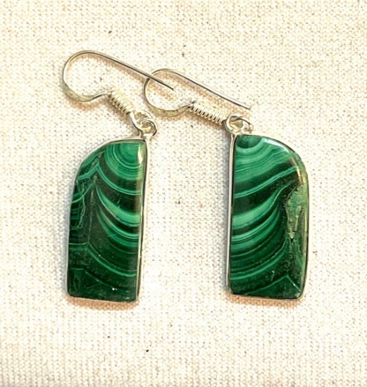 Malachite 1.7" Hook earrings