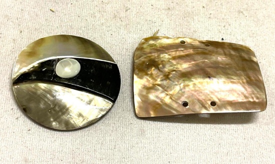 Two Vintage l Mop Button and Abalone Jewelry Button