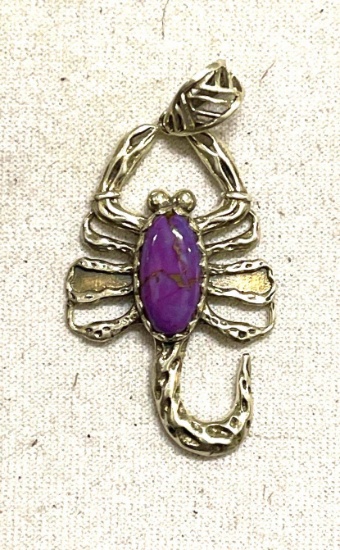 Sterling Silver Scorpion Pendant Marked 925