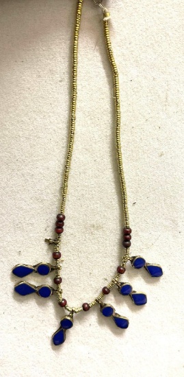 Nordic Norse Scandinavian Necklace w/ Blue Stones