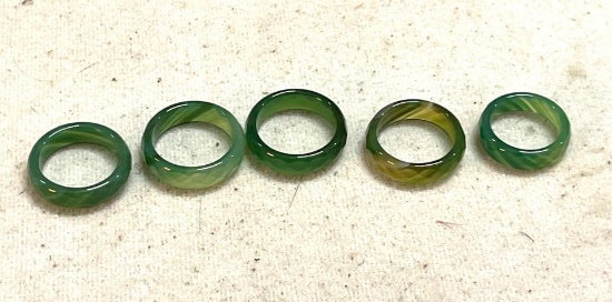 5 Jade Rings Apple Green size 7.5, 4.5, 7.5, 7, 6.5