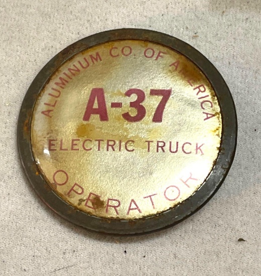 Aluminum Co of America Electric Truck Driver Badge No A-37 1930-40