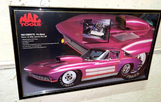 Framed Mac Tools 1963 Corvette Picture 14" x 25"