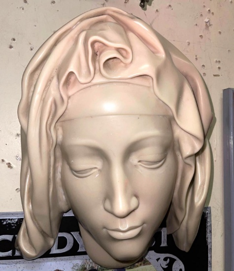 Head of the Virgin By Michelangelo. Life size from St Peters Church Rome- Rare find 15" Long