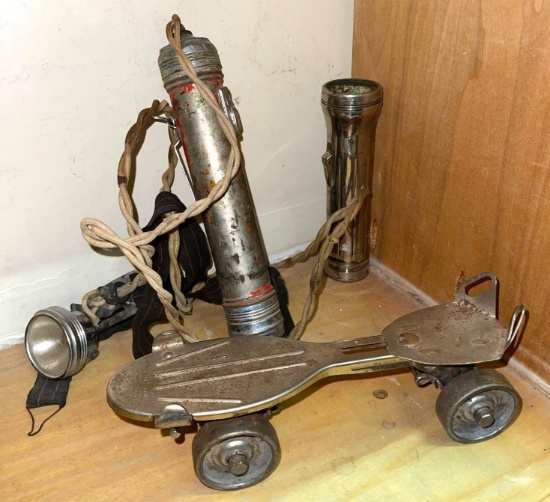 Vintage Winchester Collectibles- Flash light w/ extended Light, Flash light and Single Skate